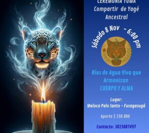 Sábado 8 noviembre, Ceremonia Sagrada de Yagé